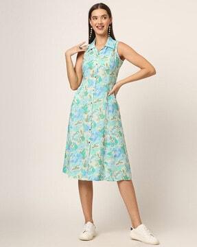 women floral print shirt dress