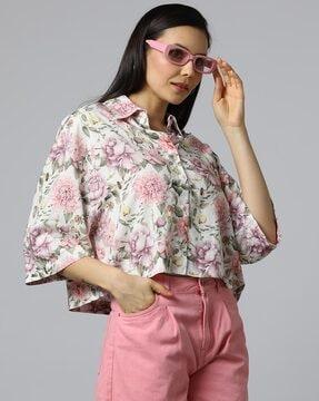 women floral print shirt