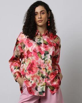 women floral print shirt