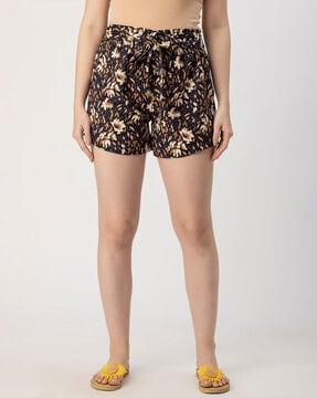 women floral print shorts with elasticated waist