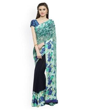 women floral print silk blend saree