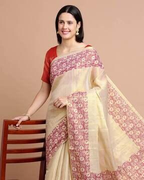 women floral print silk saree