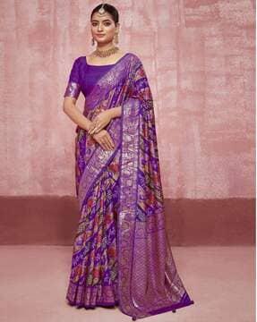 women floral print silk saree