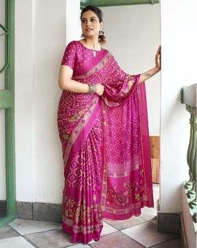 women floral print silk saree