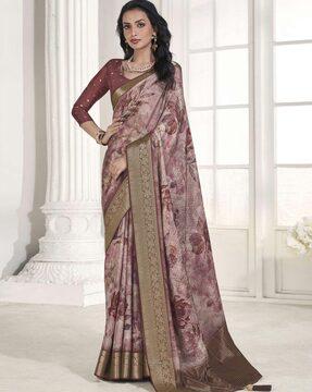 women floral print silk saree