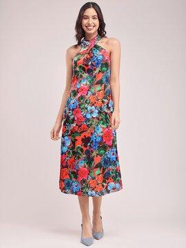 women floral print sleeveless a-line dress