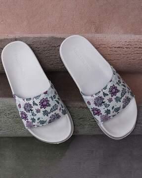 women floral print sliders