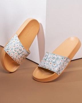 women floral print slides