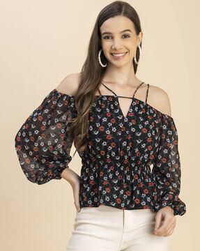 women floral print slim fit top