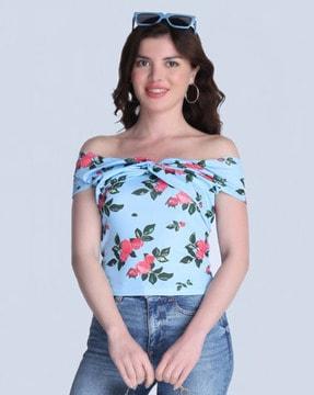 women floral print slim fit top