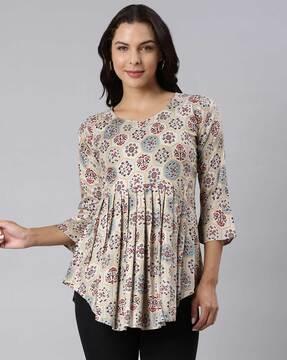 women floral print slim fit top