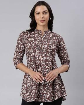 women floral print slim fit top