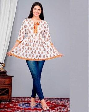 women floral print slim fit tunic