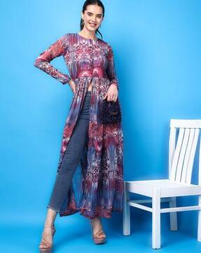 women floral print slim fit tunic