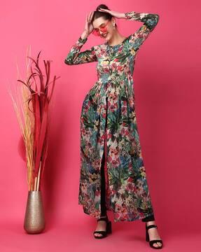 women floral print slim fit tunic