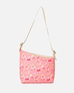 women floral print sling bag with adjustable shoulder strap