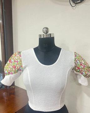 women floral print slip-on blouse