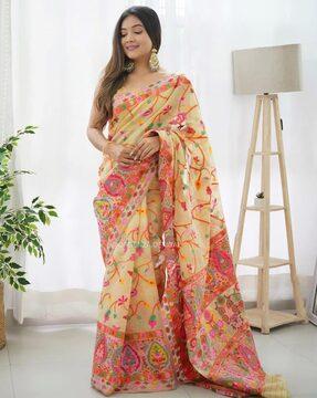 women floral print soft silk saree