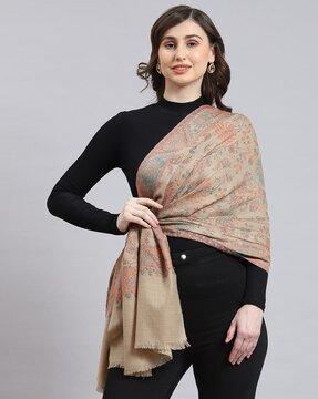 women floral print stole with rectangular shape