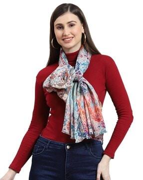 women floral print stole with rectangular shape