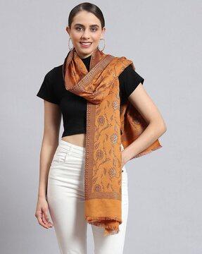 women floral print stole with rectangular shape