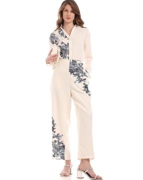 women floral print straight fit flat-front pants