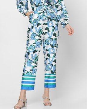 women floral print straight fit pants