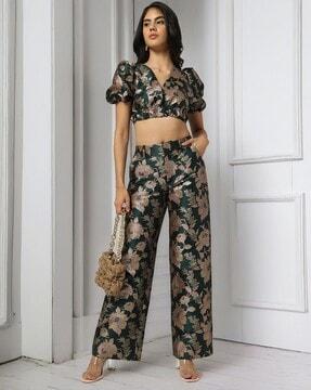 women floral print straight fit pants