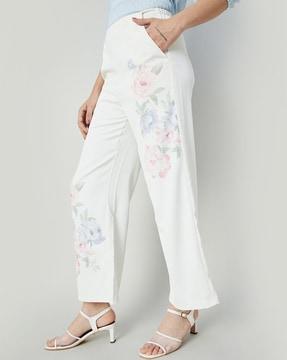 women floral print straight fit pants