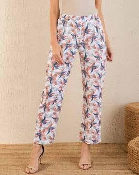 women floral print straight fit pants