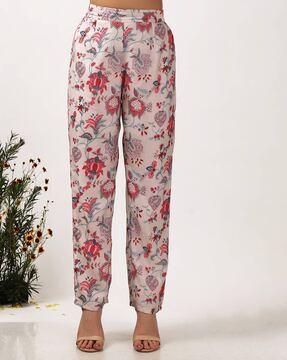 women floral print straight fit pants