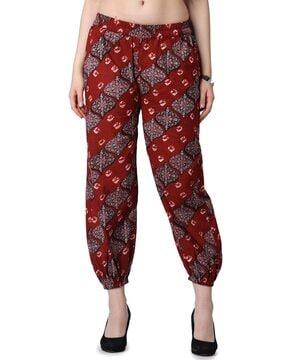 women floral print straight joggers