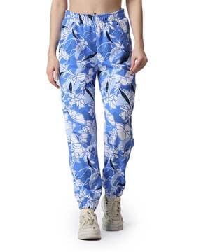 women floral print straight joggers