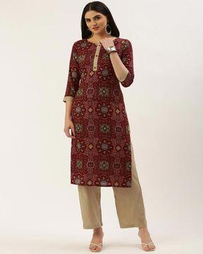 women floral print straight kurta & pants set