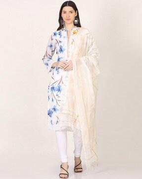 women floral print straight kurta set with dupatta