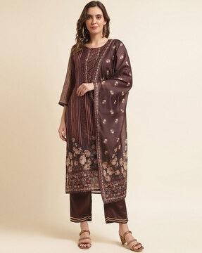 women floral print straight kurta set