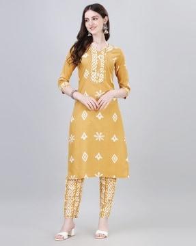 women floral print straight kurta set