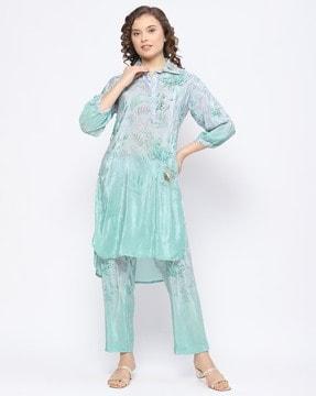 women floral print straight kurta set