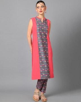 women floral print straight kurta set