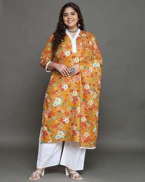 women floral print straight kurta set