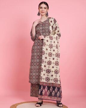 women floral print straight kurta set