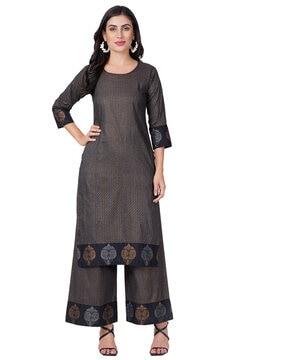 women floral print straight kurta set