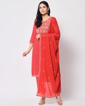 women floral print straight kurta set