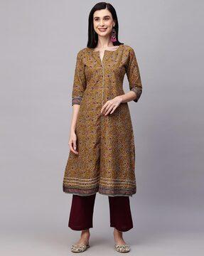 women floral print straight kurta set