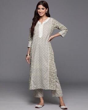 women floral print straight kurta set