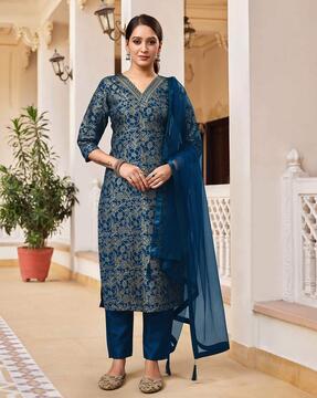 women floral print straight kurta set