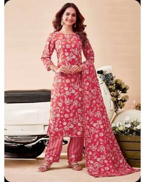 women floral print straight kurta set