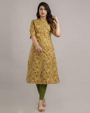 women floral print straight kurta set