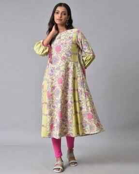 women floral print straight kurta set