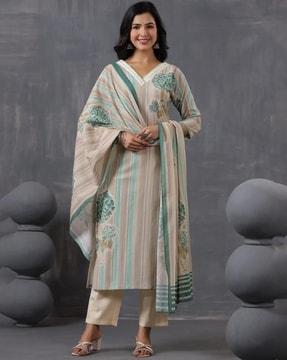 women floral print straight kurta set